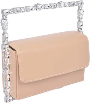 Women Rhinestone Top Handle Clutch Sparkly Bling Square Mini Handbag Elegant Party Evening Wedding Flap Bag