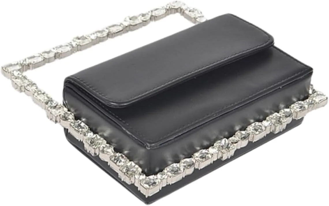 Women Rhinestone Top Handle Clutch Sparkly Bling Square Mini Handbag Elegant Party Evening Wedding Flap Bag