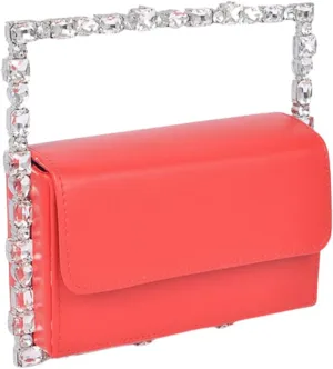 Women Rhinestone Top Handle Clutch Sparkly Bling Square Mini Handbag Elegant Party Evening Wedding Flap Bag