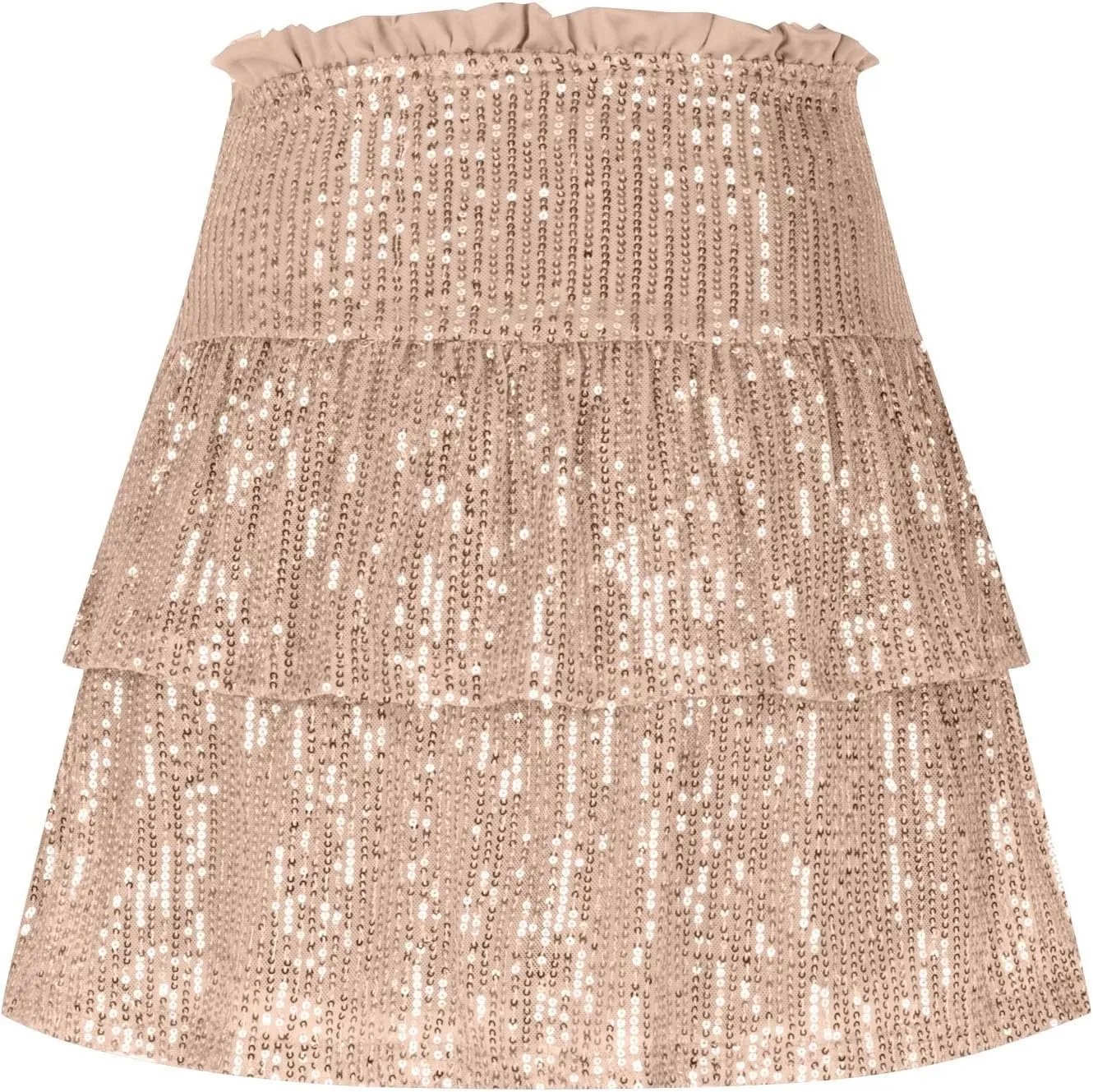 Women Sequin Skirt Sparkly Cute High Waist Ruffle Flowy Skirts Shiny Glitter Mini Short Skirts Night Out Club Party