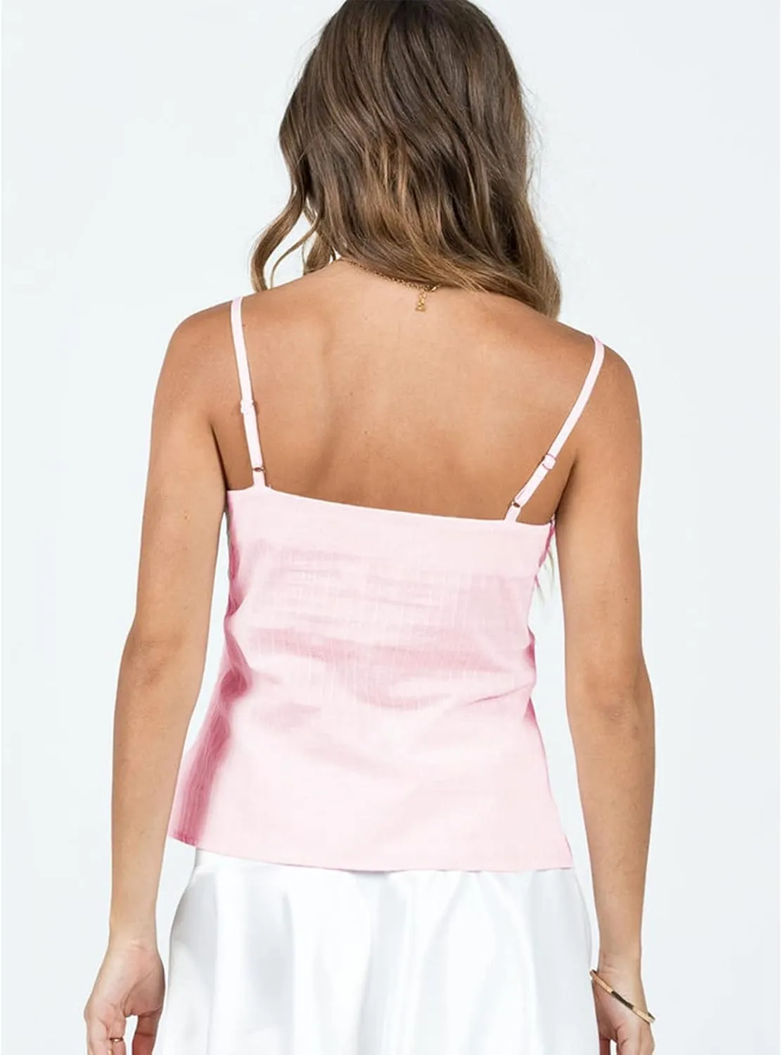 Women Sexy Ruffle Hem V Neck Cami Sleeveless Low Cut Lace Patchwork Camisole Spaghetti Strap Sheer Mesh Pleated Top