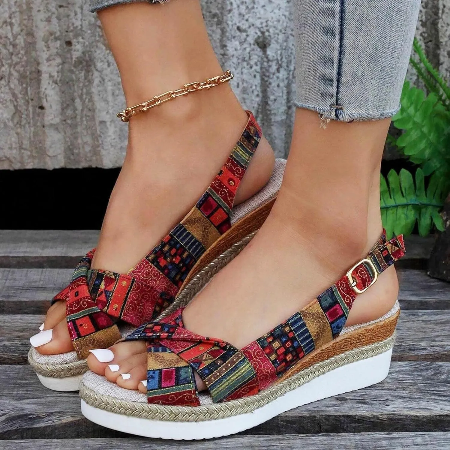 Women Shoes Fashion Wedge Sandals Open Toe Bohemian Beach Shoes Summer Sandals for Women