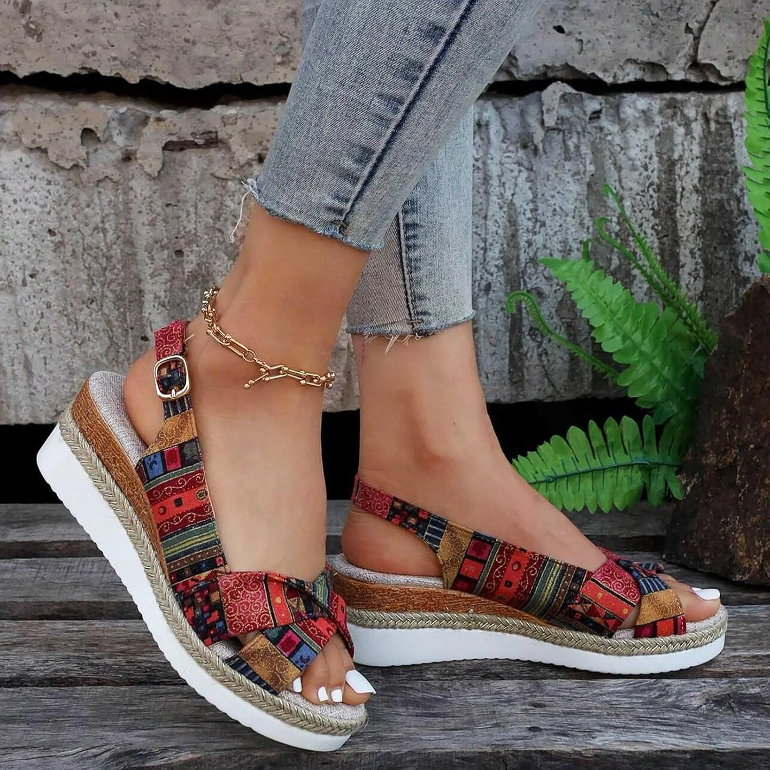 Women Shoes Fashion Wedge Sandals Open Toe Bohemian Beach Shoes Summer Sandals for Women