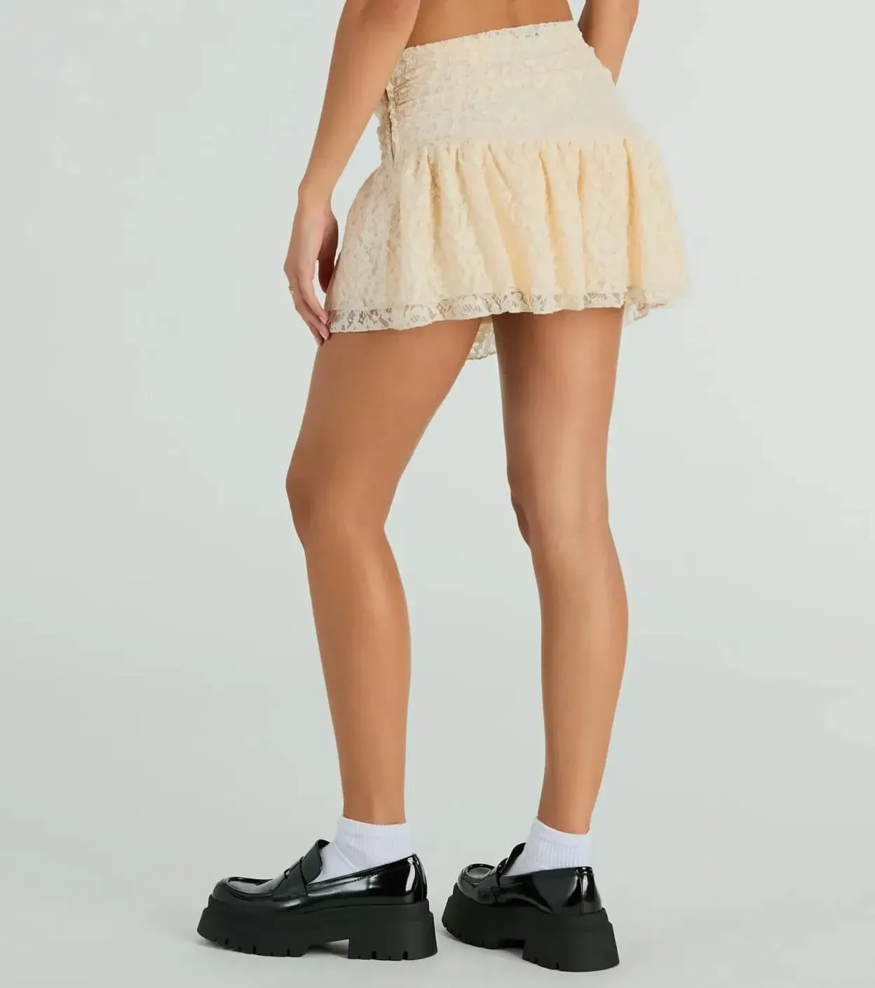 Women Y2k Floral Lace Mini Skirt Low Rise Layered Pleated Skirts Flowy Ruffled A-Line Short Skirts Streetwear