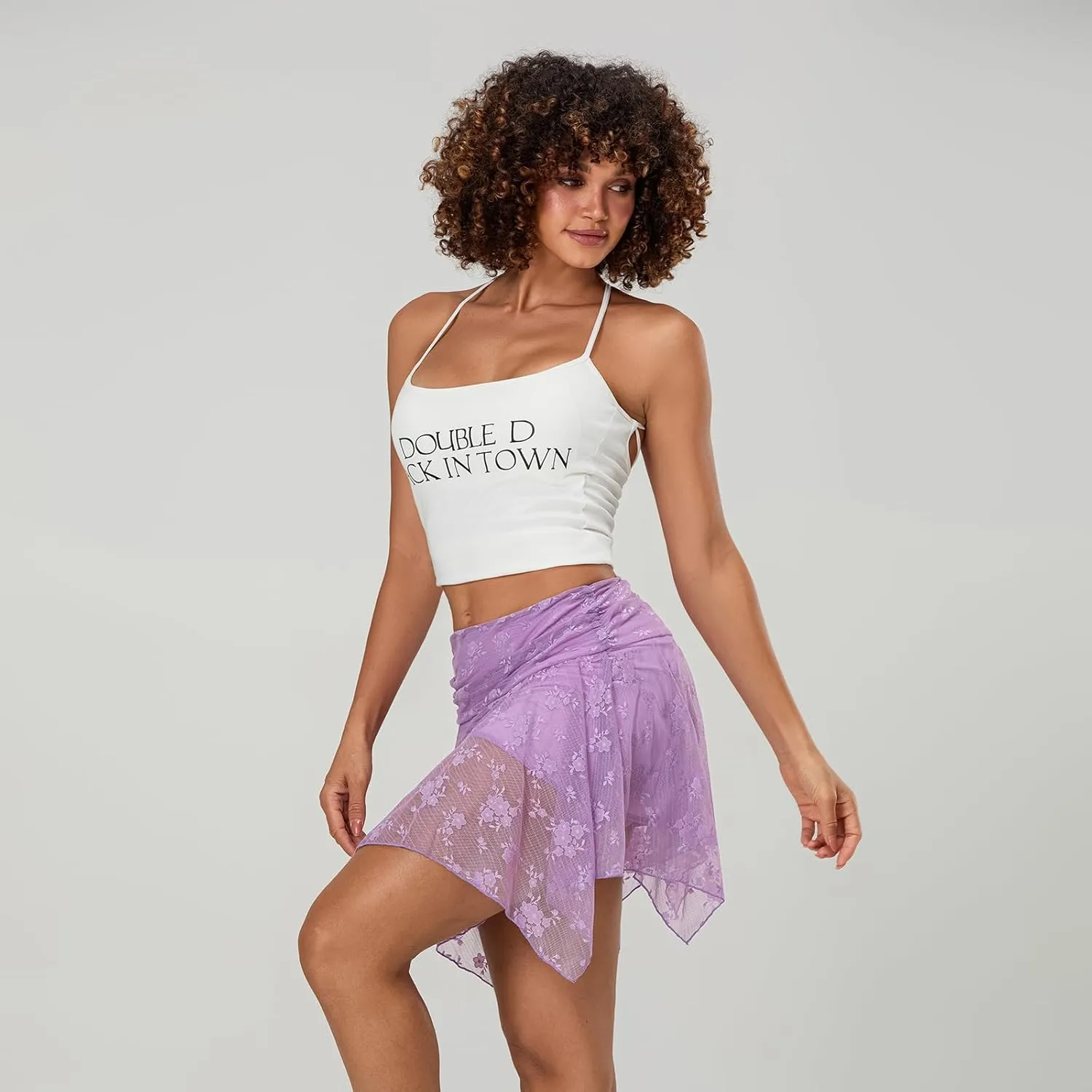 Women Y2k Lace Ruffled Half Slip Skirt Floral Low Rise Pleated Layered Flowy Mini Skirts Aesthetic Underskirt