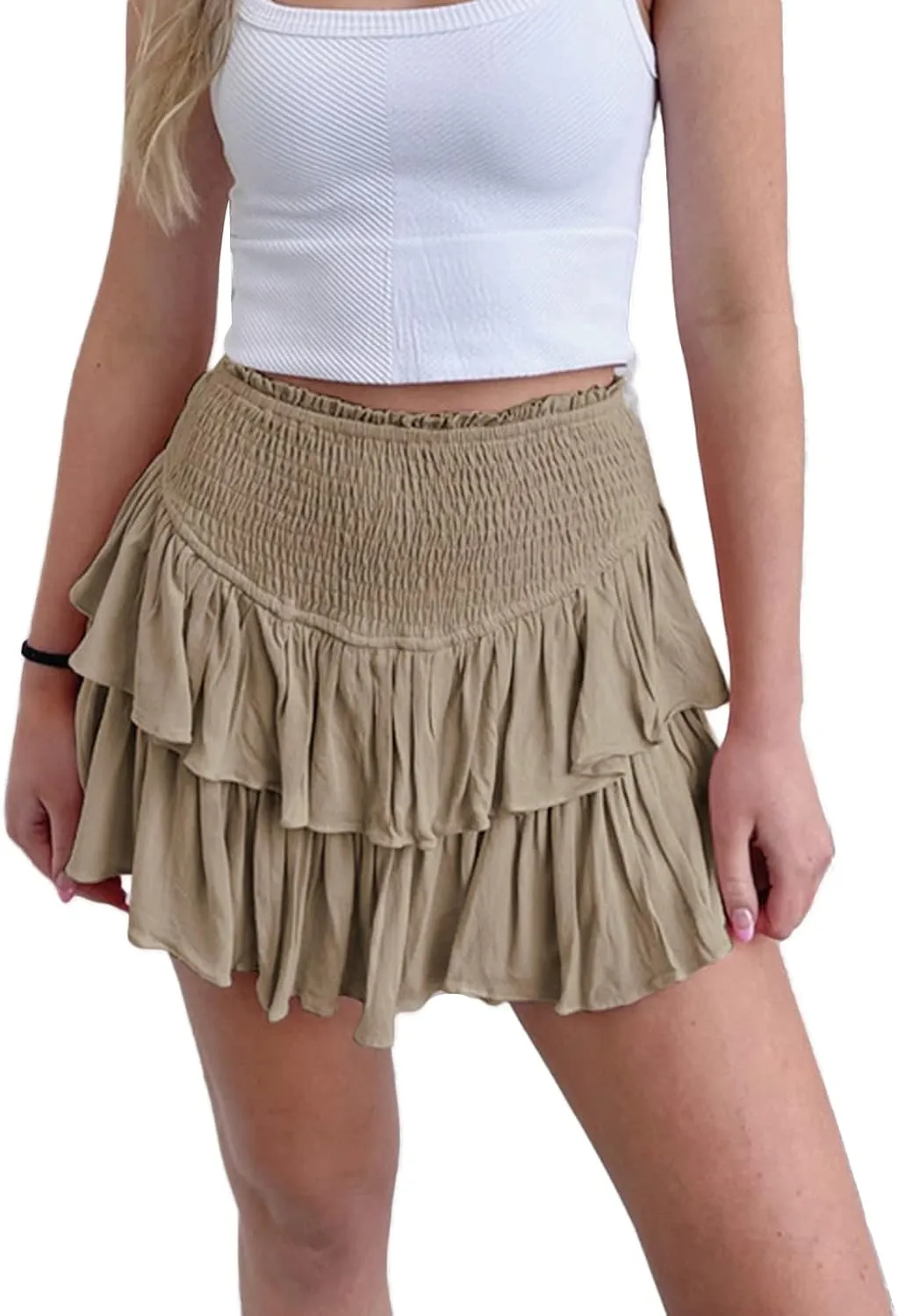 Women Y2k Lace Ruffled Half Slip Skirt Floral Low Rise Pleated Layered Flowy Mini Skirts Aesthetic Underskirt