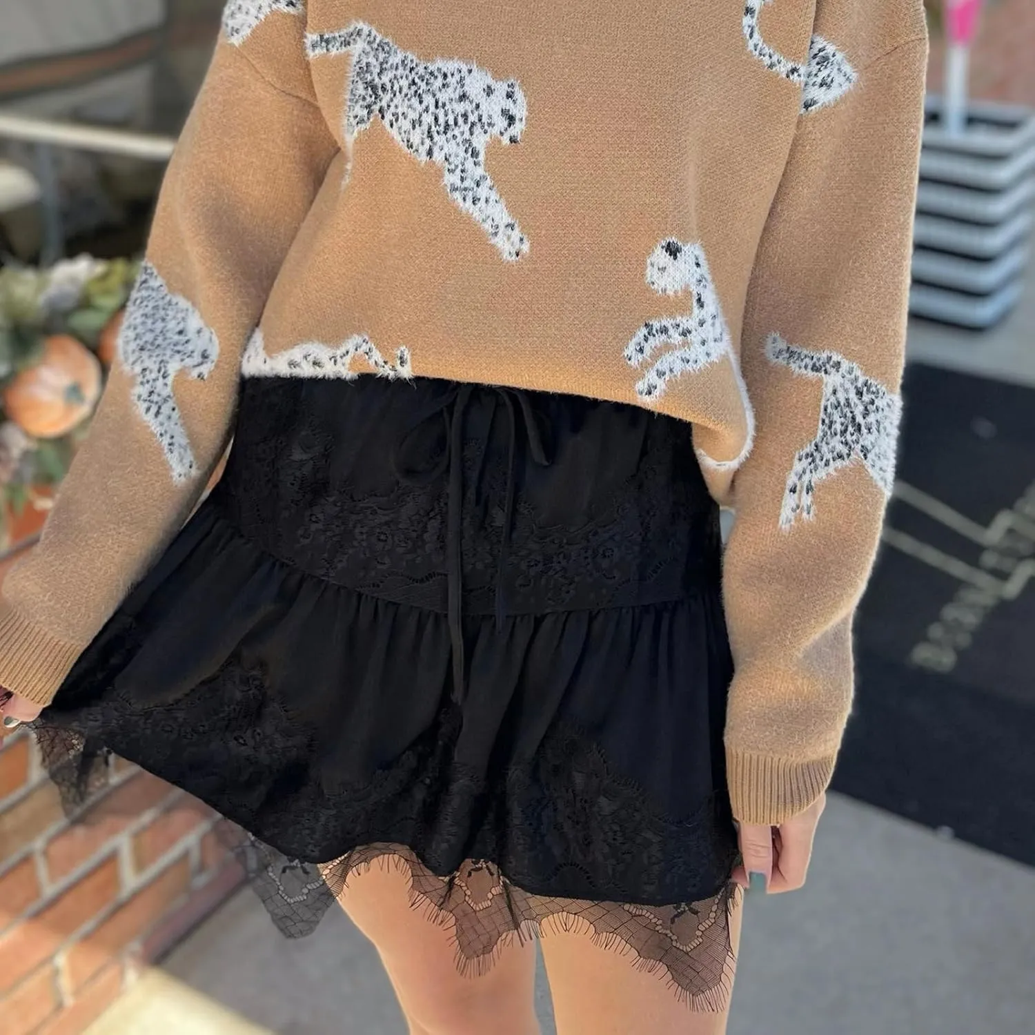 Women Y2k Lace Ruffled Half Slip Skirt Floral Low Rise Pleated Layered Flowy Mini Skirts Aesthetic Underskirt