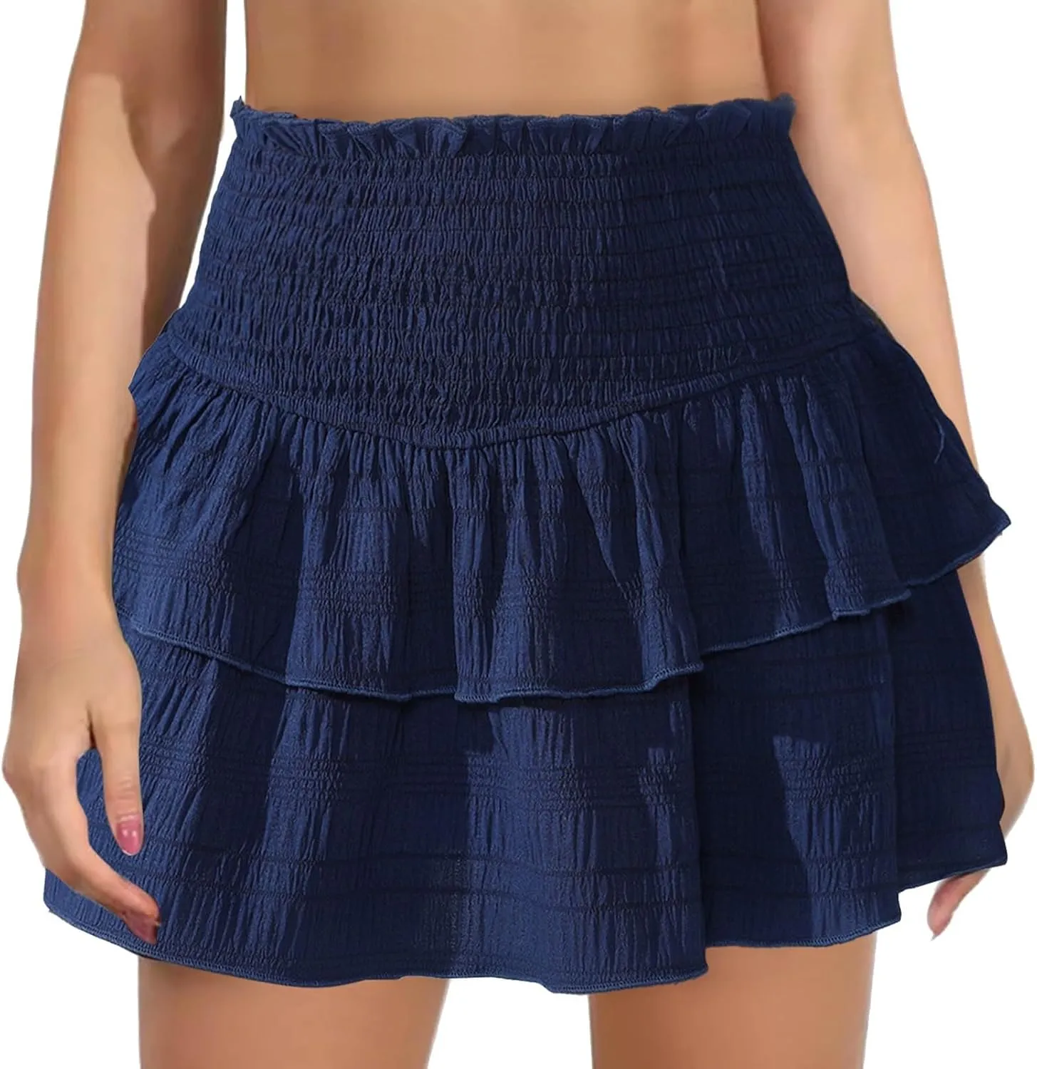 Women's Boho Ruffle Mini Skirt Summer Print Floral Tiered Short Skirt Casual High Waist Flowy Pleated Skirt Boho Floral Skort