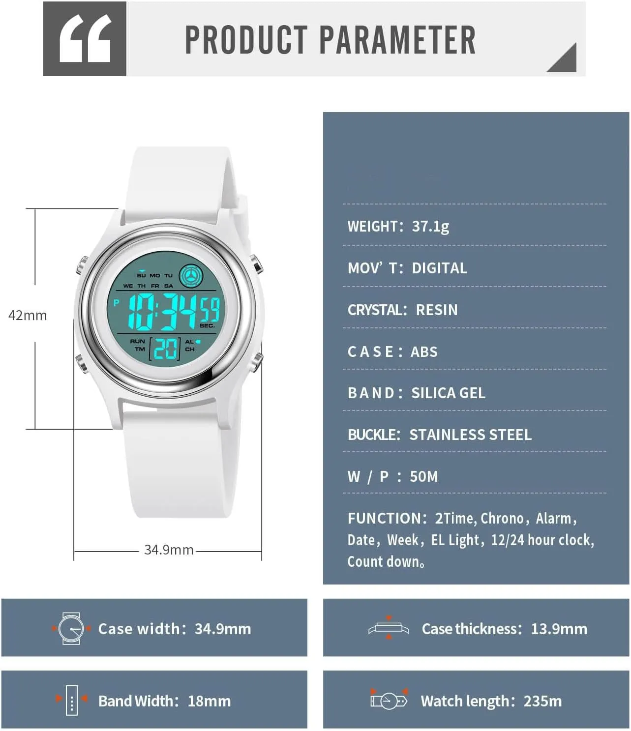 Womens Digital Watches LED Screen Silicone Strap Watch Military Multifunction Waterproof Alarm Stopwatch LED Backlight Outdoor Sports Watch