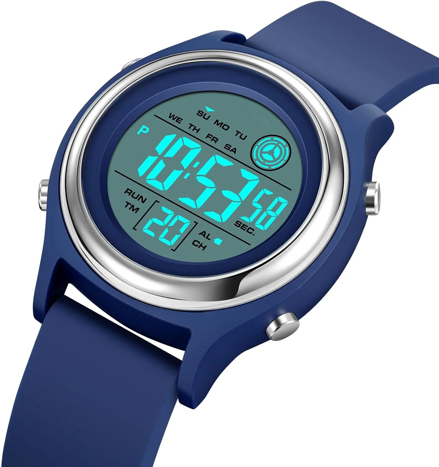 Womens Digital Watches LED Screen Silicone Strap Watch Military Multifunction Waterproof Alarm Stopwatch LED Backlight Outdoor Sports Watch