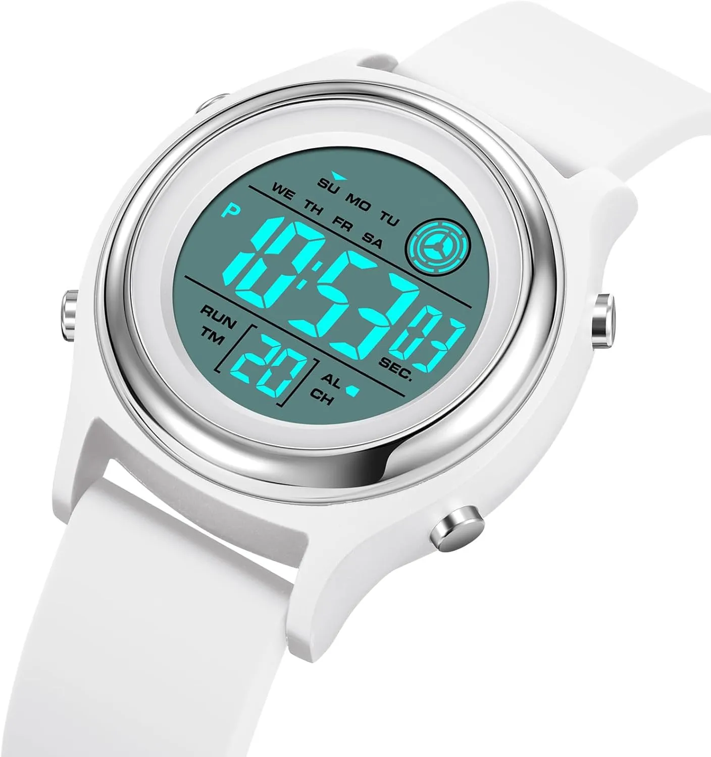 Womens Digital Watches LED Screen Silicone Strap Watch Military Multifunction Waterproof Alarm Stopwatch LED Backlight Outdoor Sports Watch