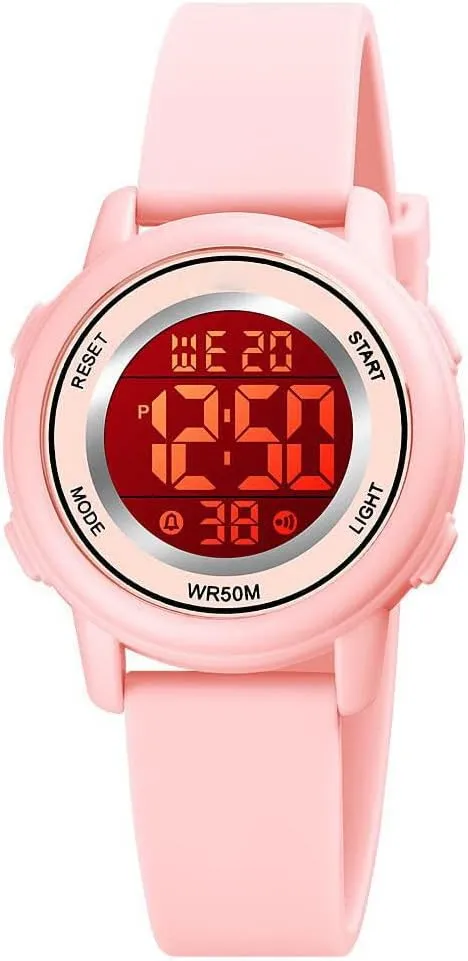 Womens Digital Watches LED Screen Silicone Strap Watch Military Multifunction Waterproof Alarm Stopwatch LED Backlight Outdoor Sports Watch