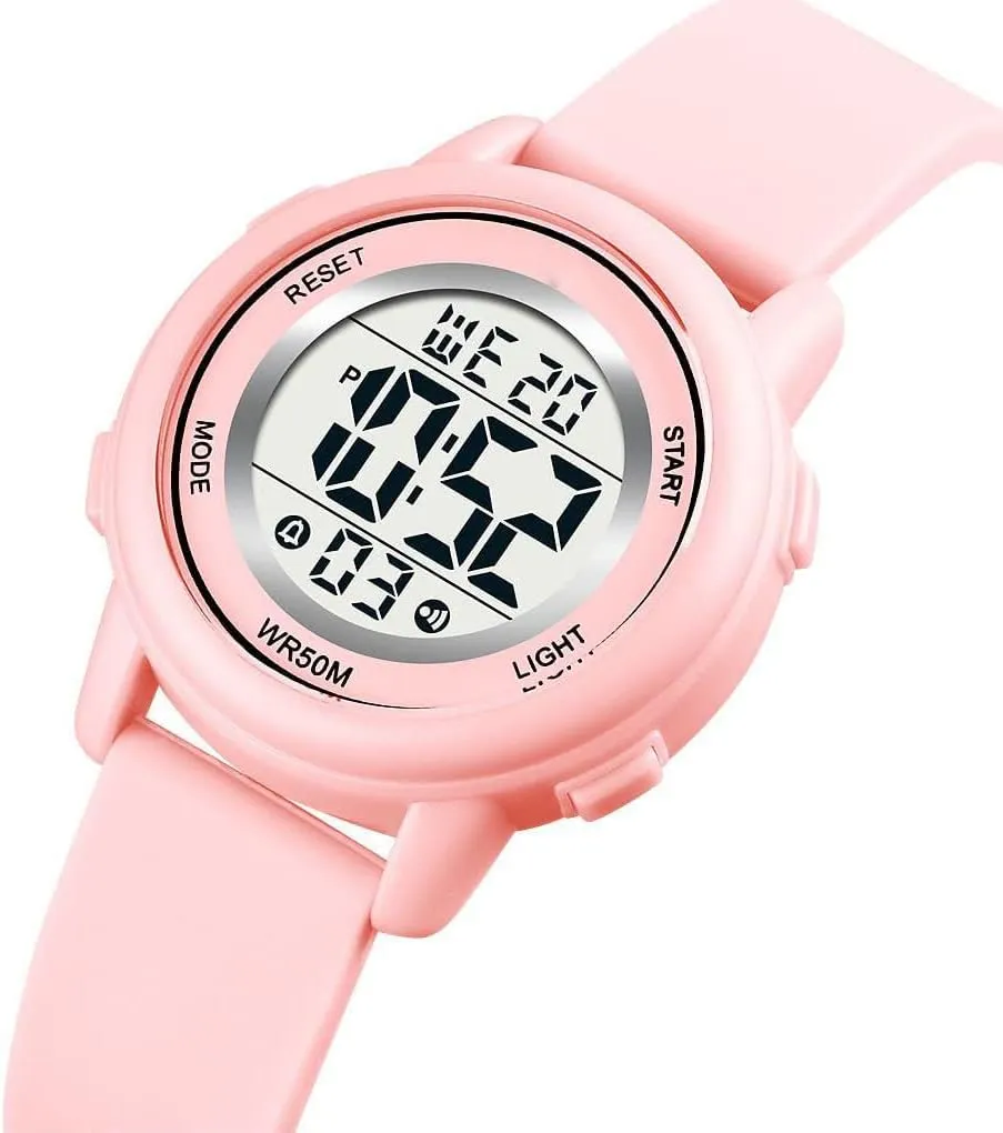 Womens Digital Watches LED Screen Silicone Strap Watch Military Multifunction Waterproof Alarm Stopwatch LED Backlight Outdoor Sports Watch