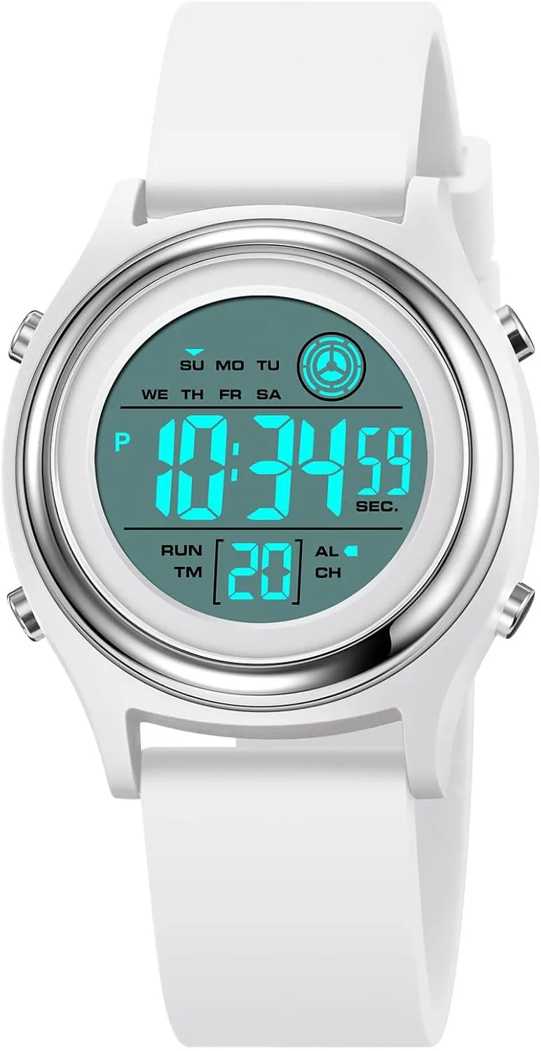 Womens Digital Watches LED Screen Silicone Strap Watch Military Multifunction Waterproof Alarm Stopwatch LED Backlight Outdoor Sports Watch