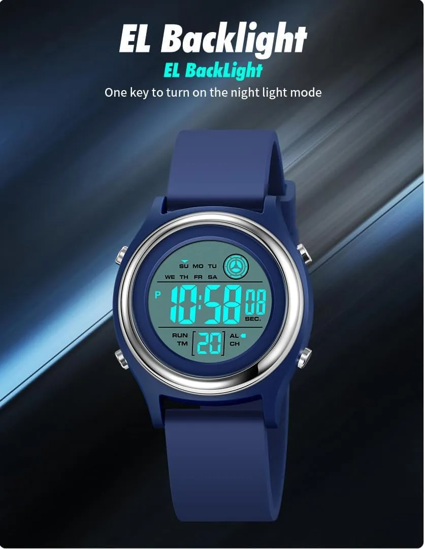 Womens Digital Watches LED Screen Silicone Strap Watch Military Multifunction Waterproof Alarm Stopwatch LED Backlight Outdoor Sports Watch