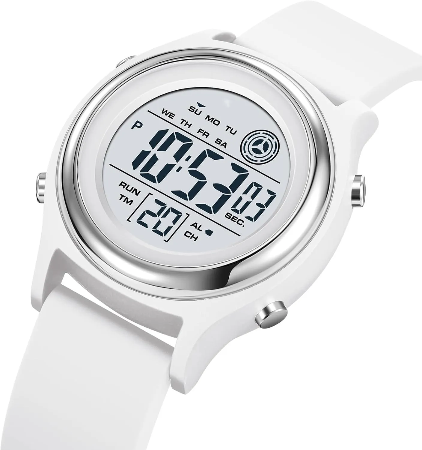 Womens Digital Watches LED Screen Silicone Strap Watch Military Multifunction Waterproof Alarm Stopwatch LED Backlight Outdoor Sports Watch