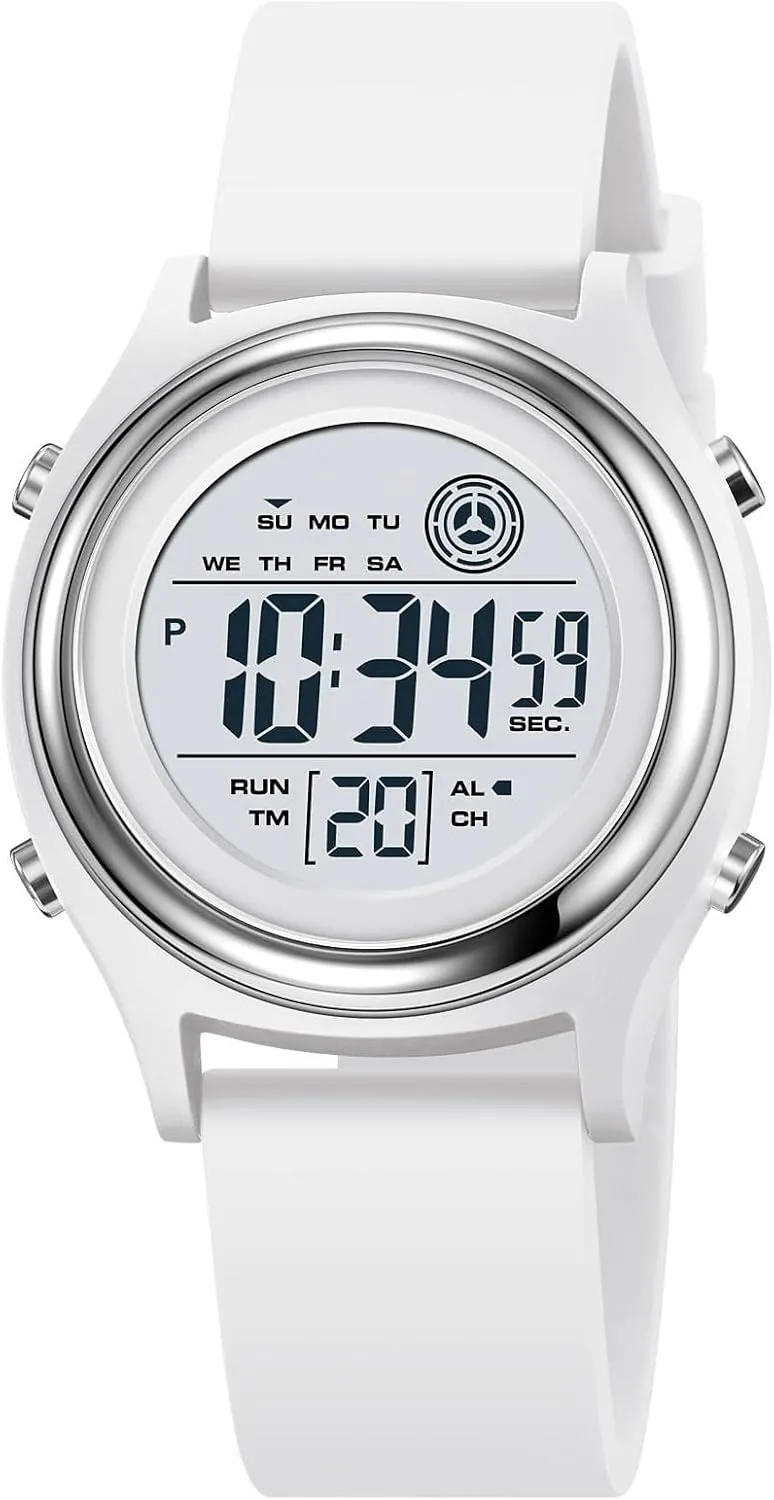 Womens Digital Watches LED Screen Silicone Strap Watch Military Multifunction Waterproof Alarm Stopwatch LED Backlight Outdoor Sports Watch