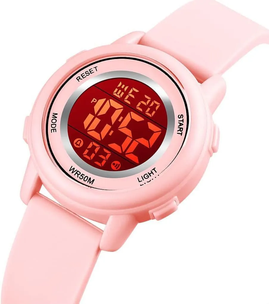 Womens Digital Watches LED Screen Silicone Strap Watch Military Multifunction Waterproof Alarm Stopwatch LED Backlight Outdoor Sports Watch