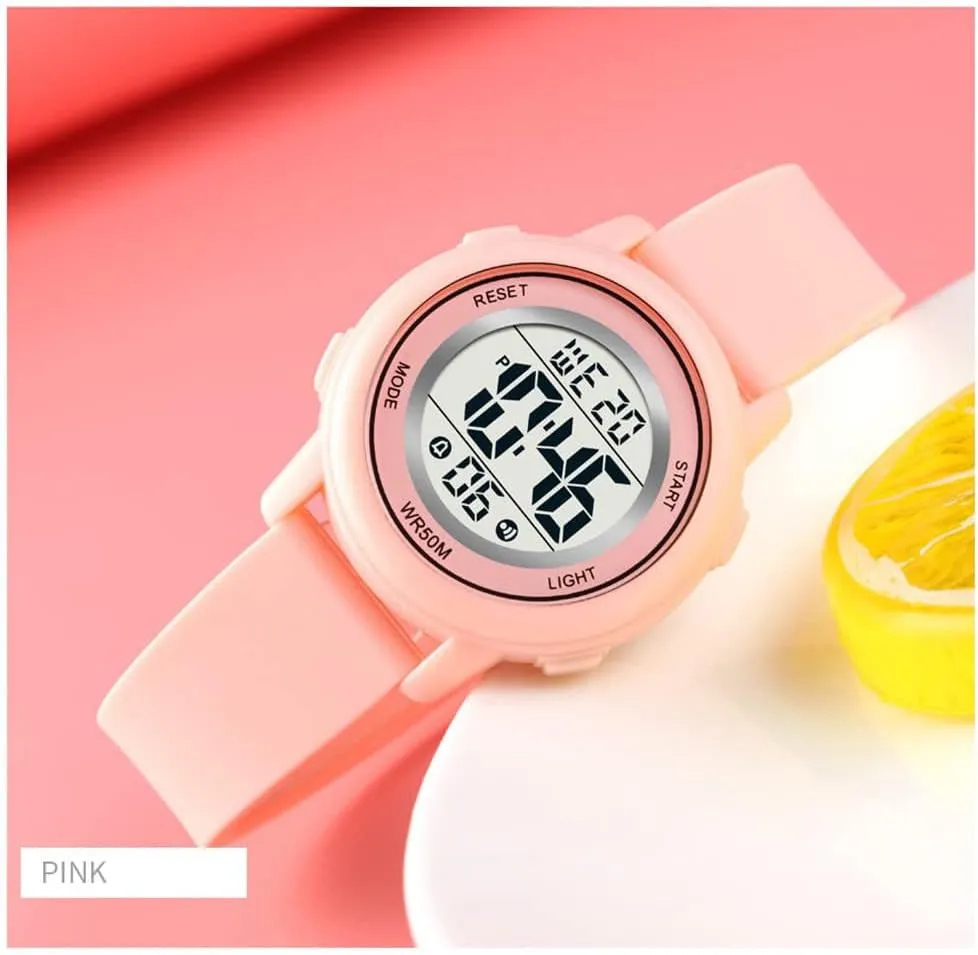 Womens Digital Watches LED Screen Silicone Strap Watch Military Multifunction Waterproof Alarm Stopwatch LED Backlight Outdoor Sports Watch