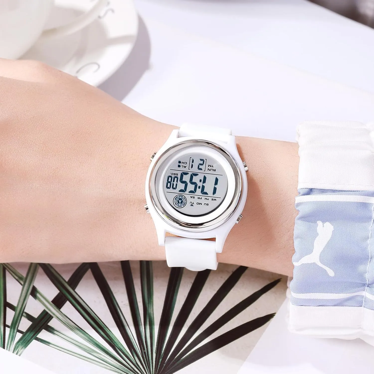 Womens Digital Watches LED Screen Silicone Strap Watch Military Multifunction Waterproof Alarm Stopwatch LED Backlight Outdoor Sports Watch