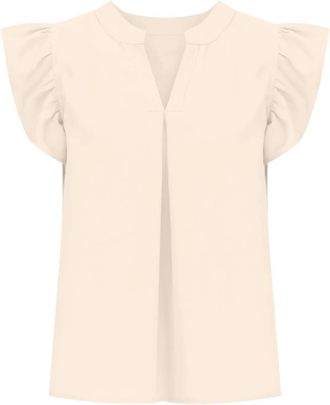 Womens Dressy Casual Tops Ruffle Short Sleeve T Shirts V Neck Solid Tunic Summer Cute Elegant Business Work Blouses