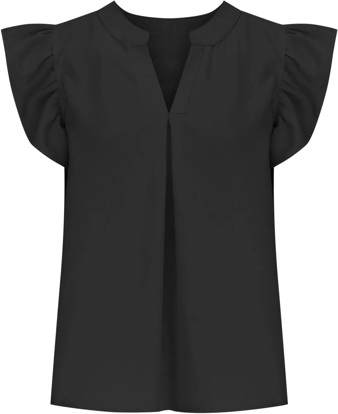 Womens Dressy Casual Tops Ruffle Short Sleeve T Shirts V Neck Solid Tunic Summer Cute Elegant Business Work Blouses