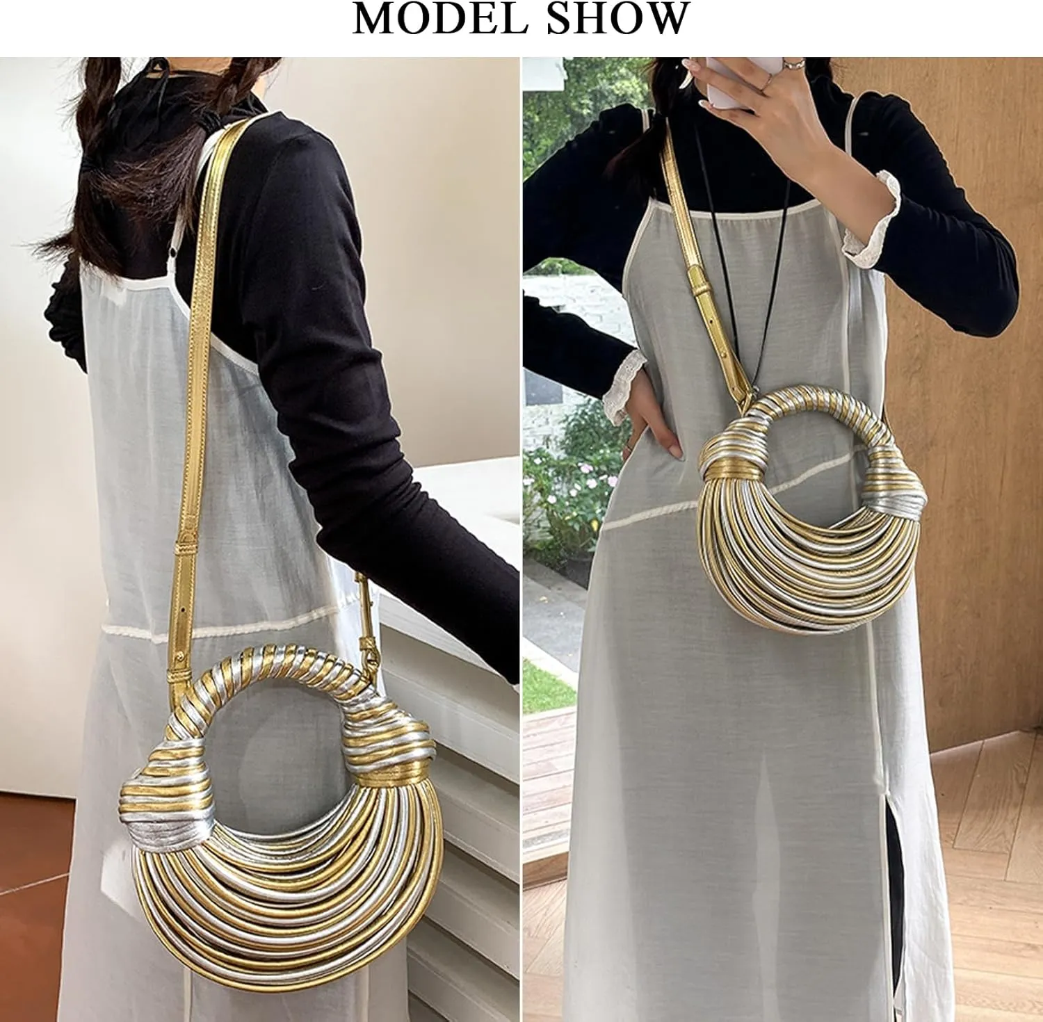 Women's Evening Handbags, Trendy Woven Clutch Purses for Women Formal Wedding