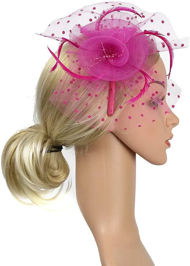 Women's Fascinator Feather Tea Party Hats Hair Clip Pin Kentucky Bridal Hairband Derby Hat