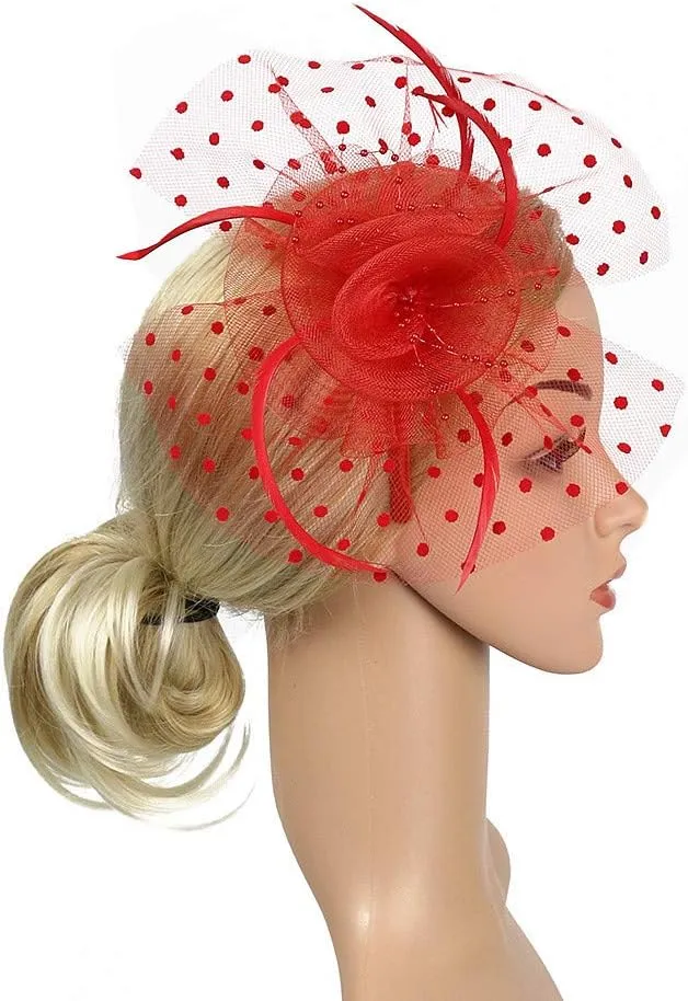 Women's Fascinator Feather Tea Party Hats Hair Clip Pin Kentucky Bridal Hairband Derby Hat