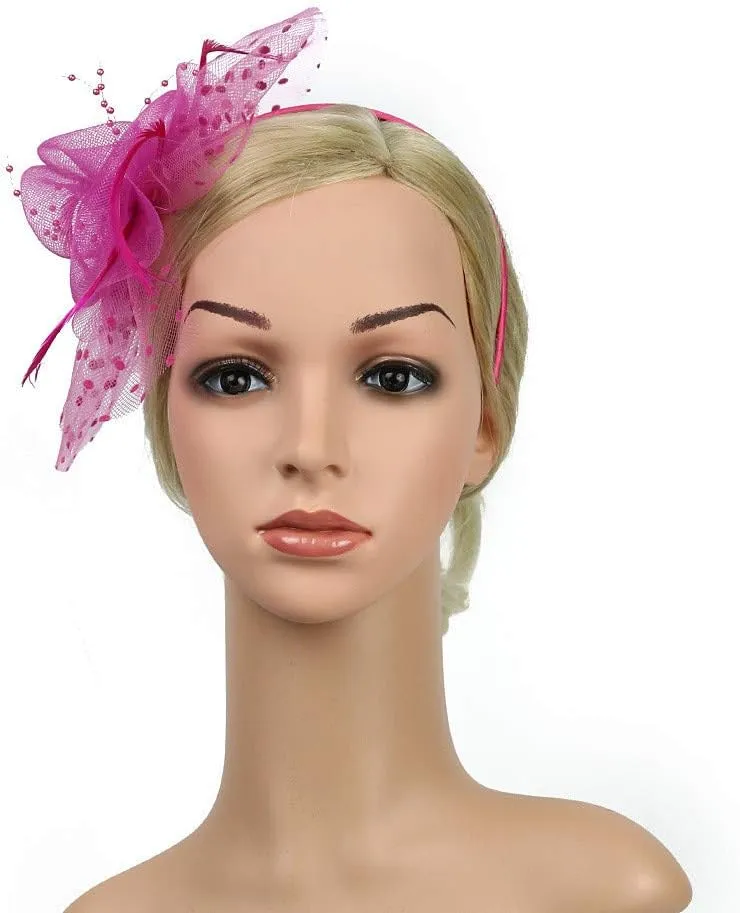 Women's Fascinator Feather Tea Party Hats Hair Clip Pin Kentucky Bridal Hairband Derby Hat