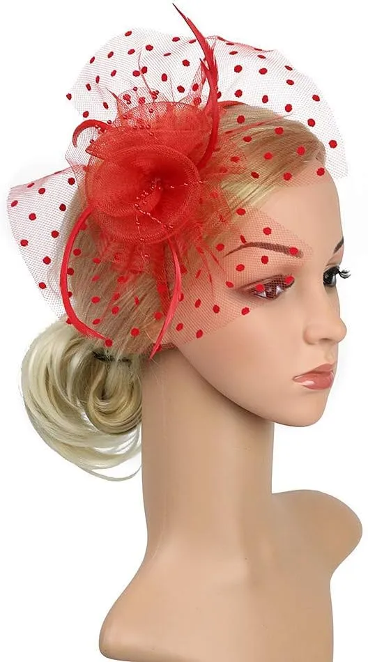 Women's Fascinator Feather Tea Party Hats Hair Clip Pin Kentucky Bridal Hairband Derby Hat