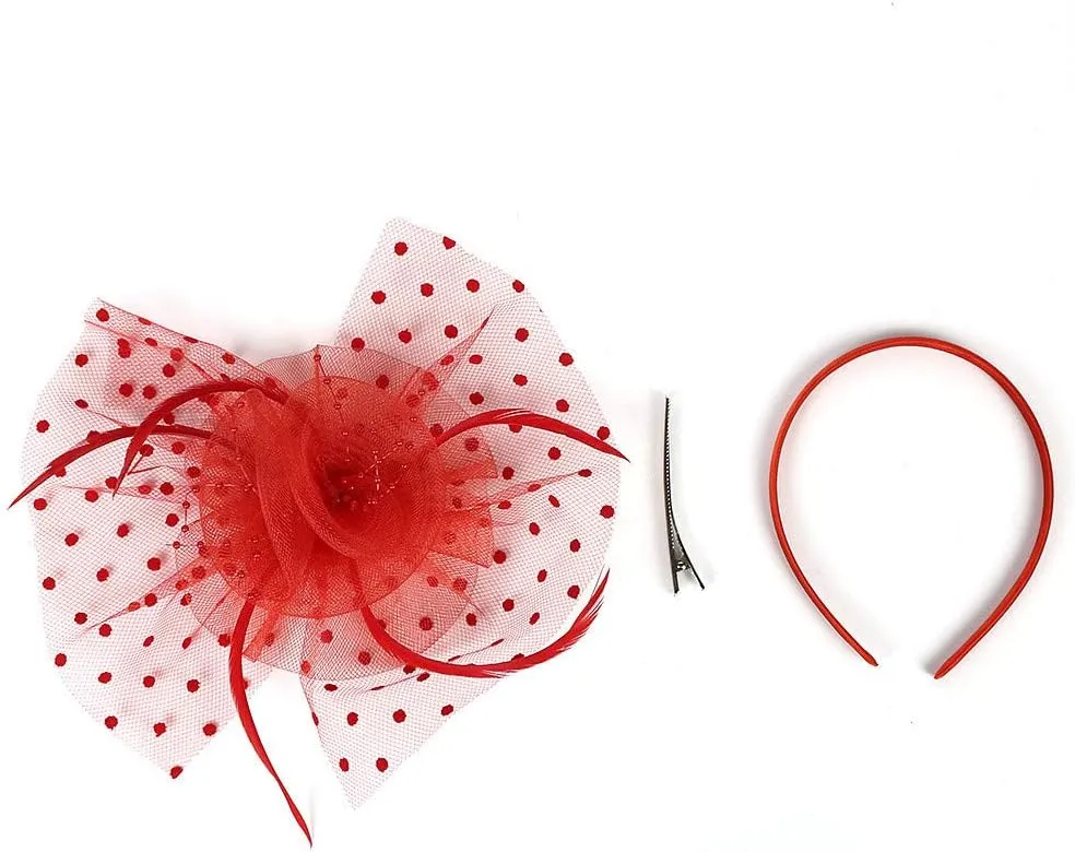 Women's Fascinator Feather Tea Party Hats Hair Clip Pin Kentucky Bridal Hairband Derby Hat