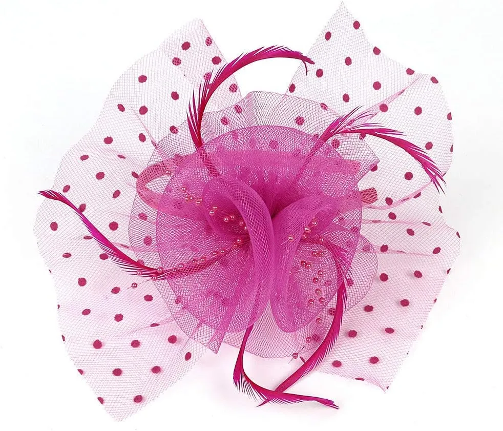 Women's Fascinator Feather Tea Party Hats Hair Clip Pin Kentucky Bridal Hairband Derby Hat