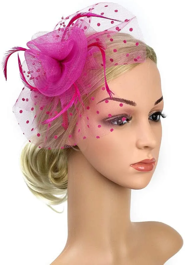 Women's Fascinator Feather Tea Party Hats Hair Clip Pin Kentucky Bridal Hairband Derby Hat