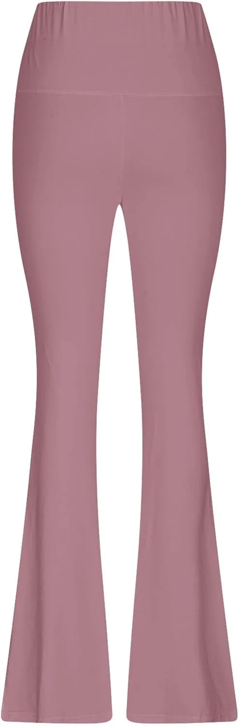 Women's High Waist Yoga Pants Solid Color Flared Trousers Boohoo Straight Leg Stretch Summer Pant for Workout