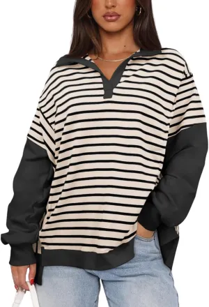 Womens Oversized Sweatshirts Striped Hoodies Trendy Clothes