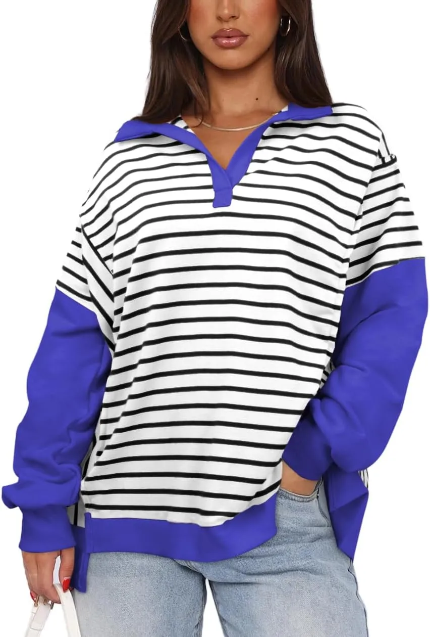 Womens Oversized Sweatshirts Striped Hoodies Trendy Clothes