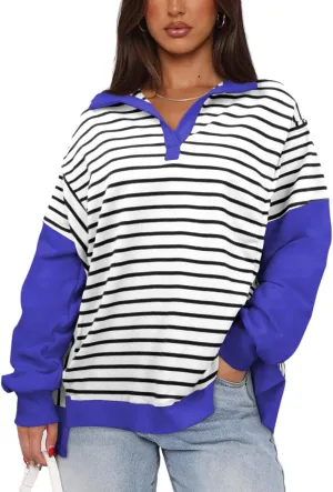 Womens Oversized Sweatshirts Striped Hoodies Trendy Clothes