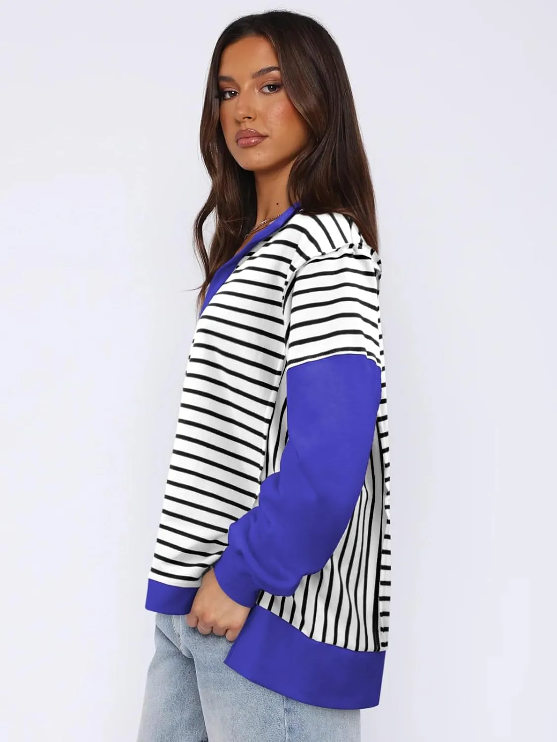 Womens Oversized Sweatshirts Striped Hoodies Trendy Clothes
