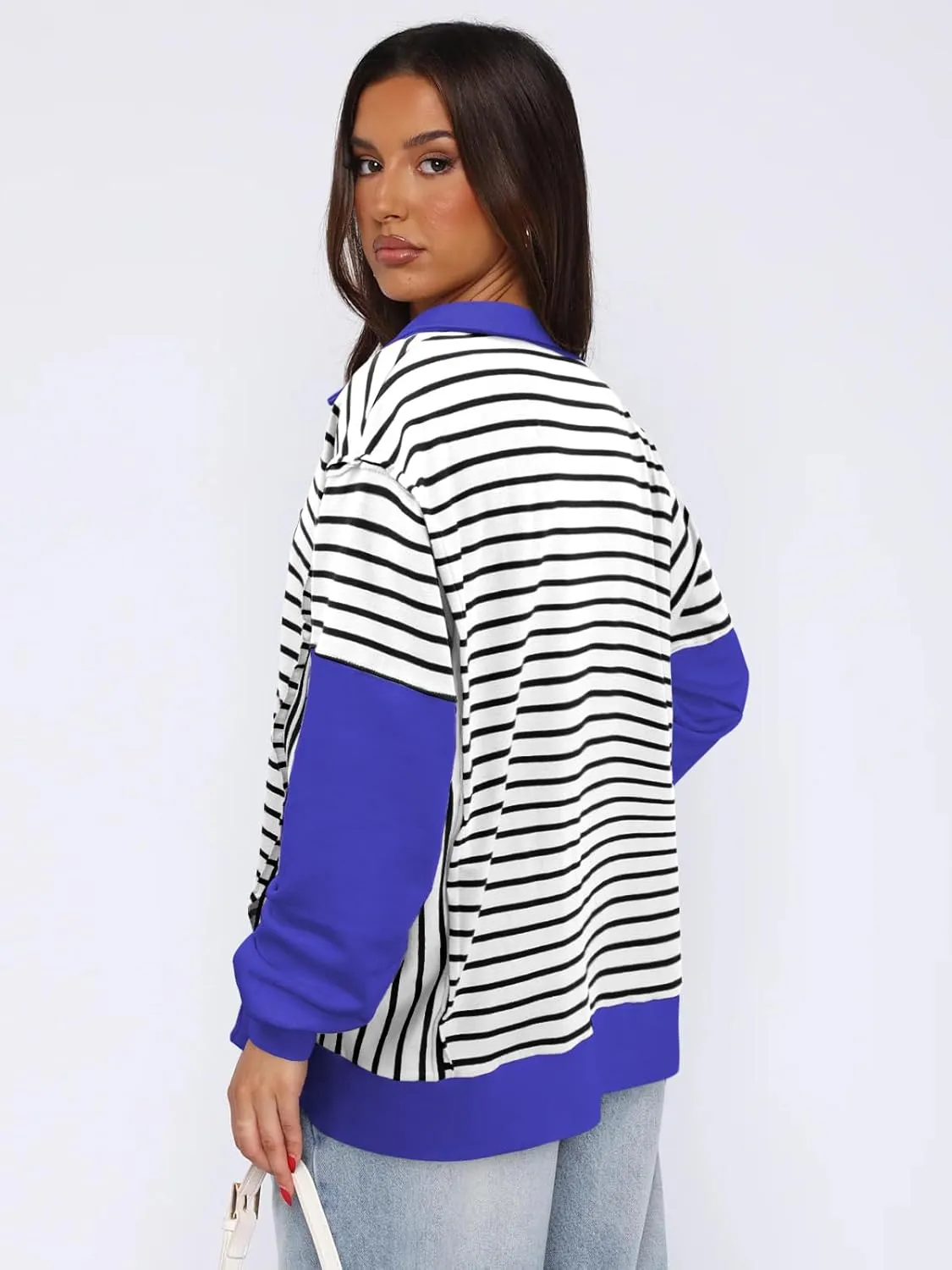 Womens Oversized Sweatshirts Striped Hoodies Trendy Clothes