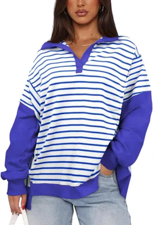 Womens Oversized Sweatshirts Striped Hoodies Trendy Clothes
