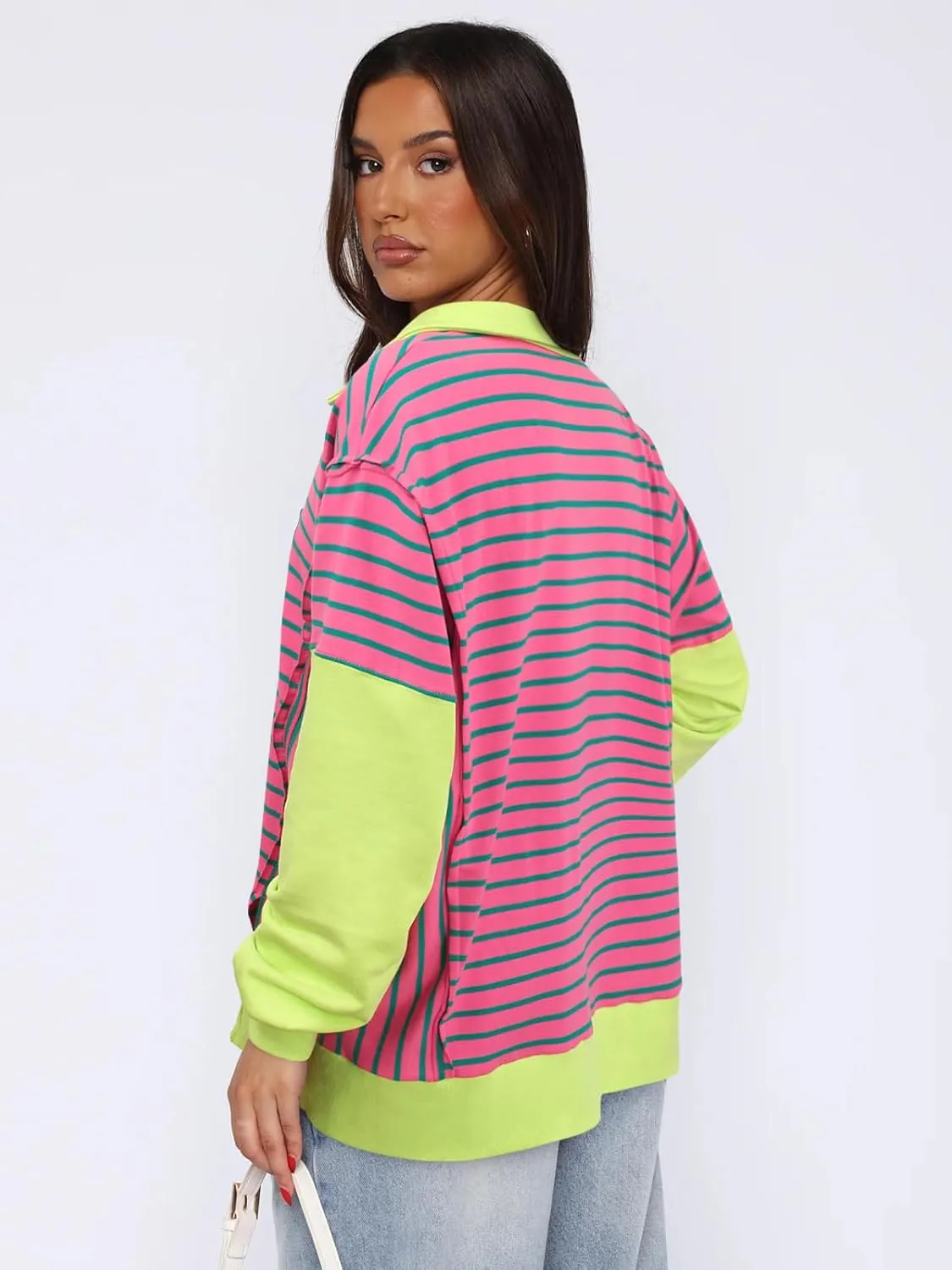 Womens Oversized Sweatshirts Striped Hoodies Trendy Clothes