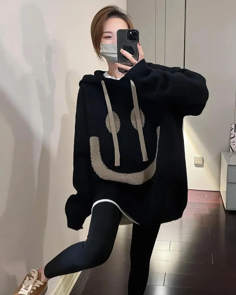 Women's Oversized Thick Knit Hoodies Trendy Casual Pullover Sweatshirts
