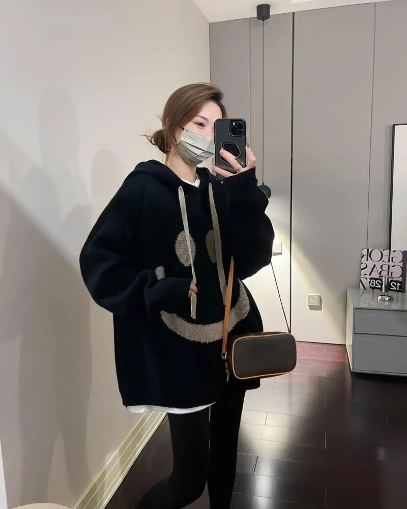 Women's Oversized Thick Knit Hoodies Trendy Casual Pullover Sweatshirts