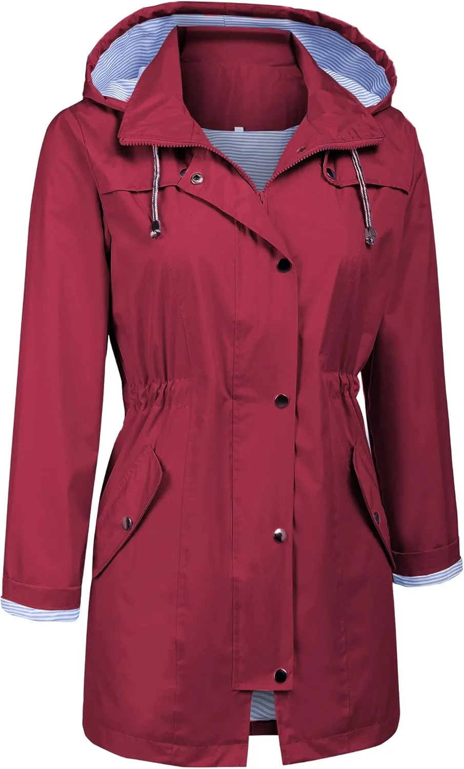 Women's Raincoats Windbreaker Rain Jacket Waterproof Lightweight Outdoor Hooded Trench Coats S-XXL