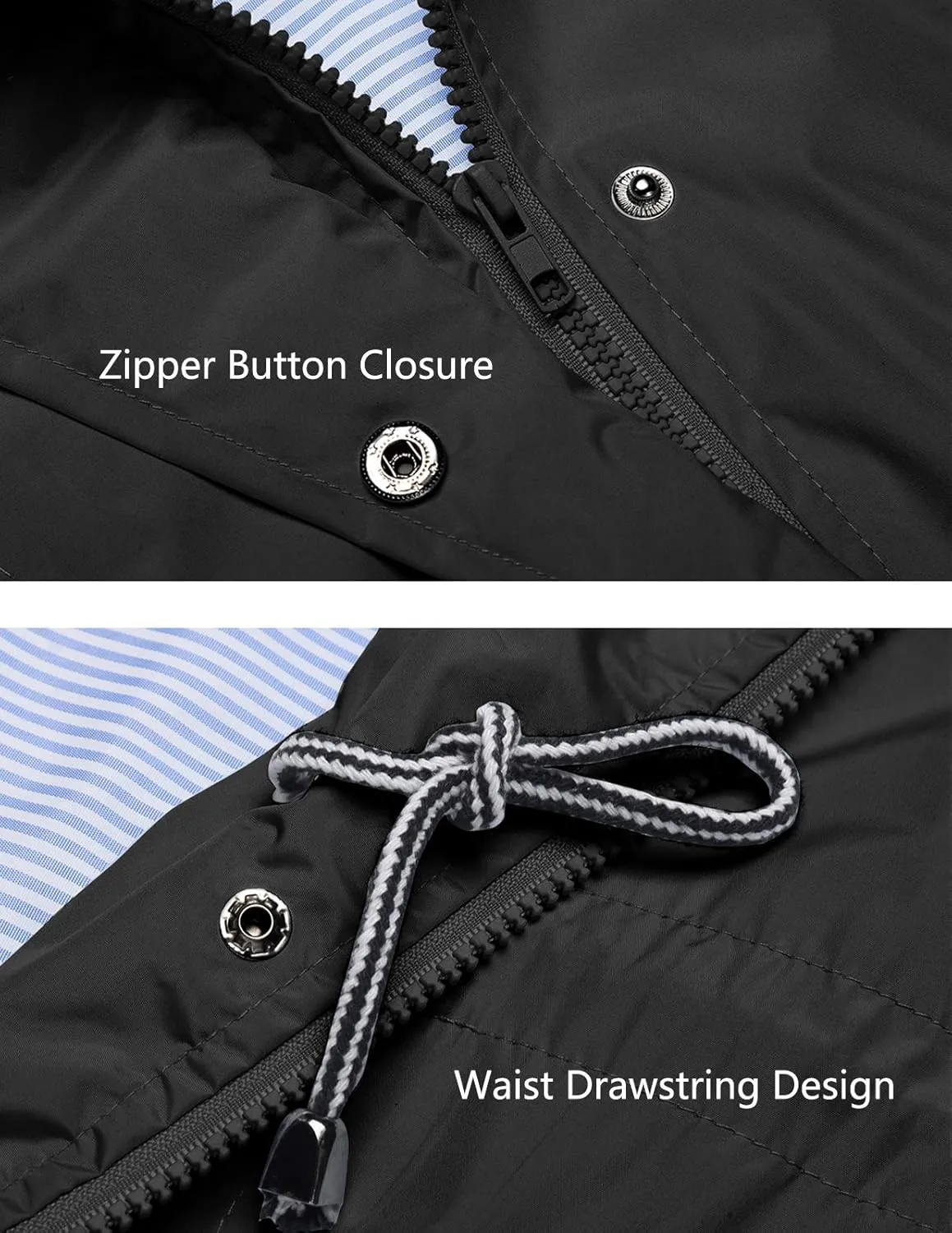 Women's Raincoats Windbreaker Rain Jacket Waterproof Lightweight Outdoor Hooded Trench Coats S-XXL