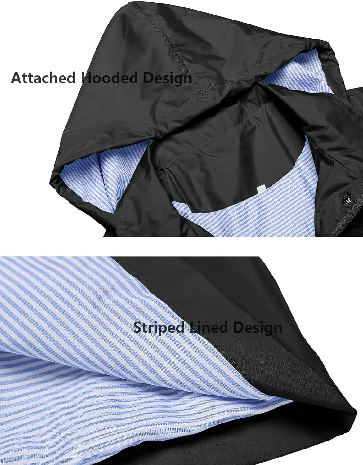 Women's Raincoats Windbreaker Rain Jacket Waterproof Lightweight Outdoor Hooded Trench Coats S-XXL