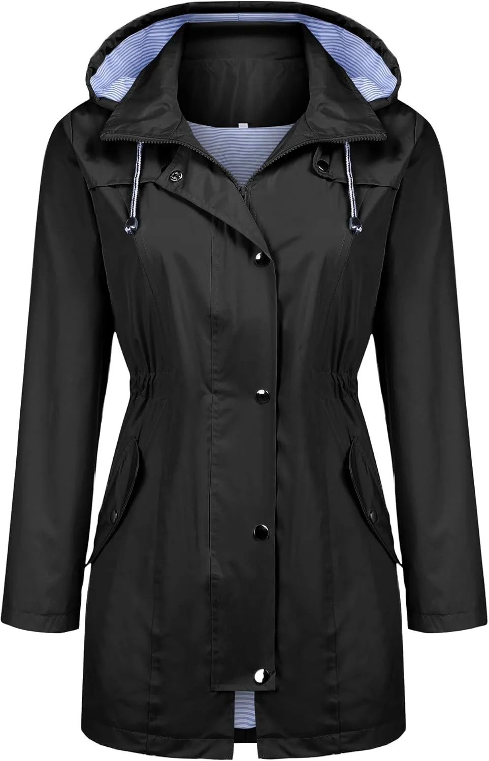 Women's Raincoats Windbreaker Rain Jacket Waterproof Lightweight Outdoor Hooded Trench Coats S-XXL