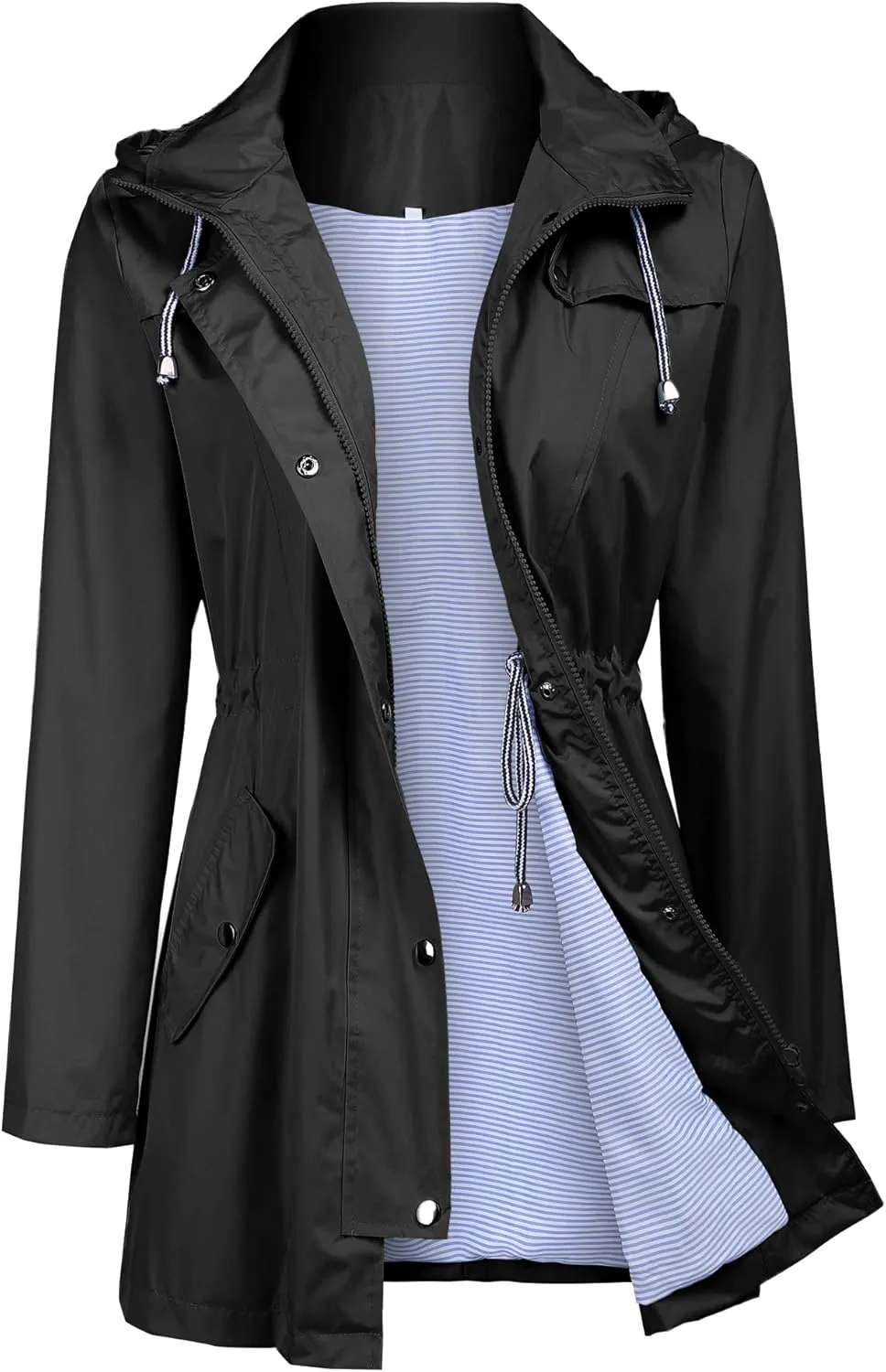 Women's Raincoats Windbreaker Rain Jacket Waterproof Lightweight Outdoor Hooded Trench Coats S-XXL
