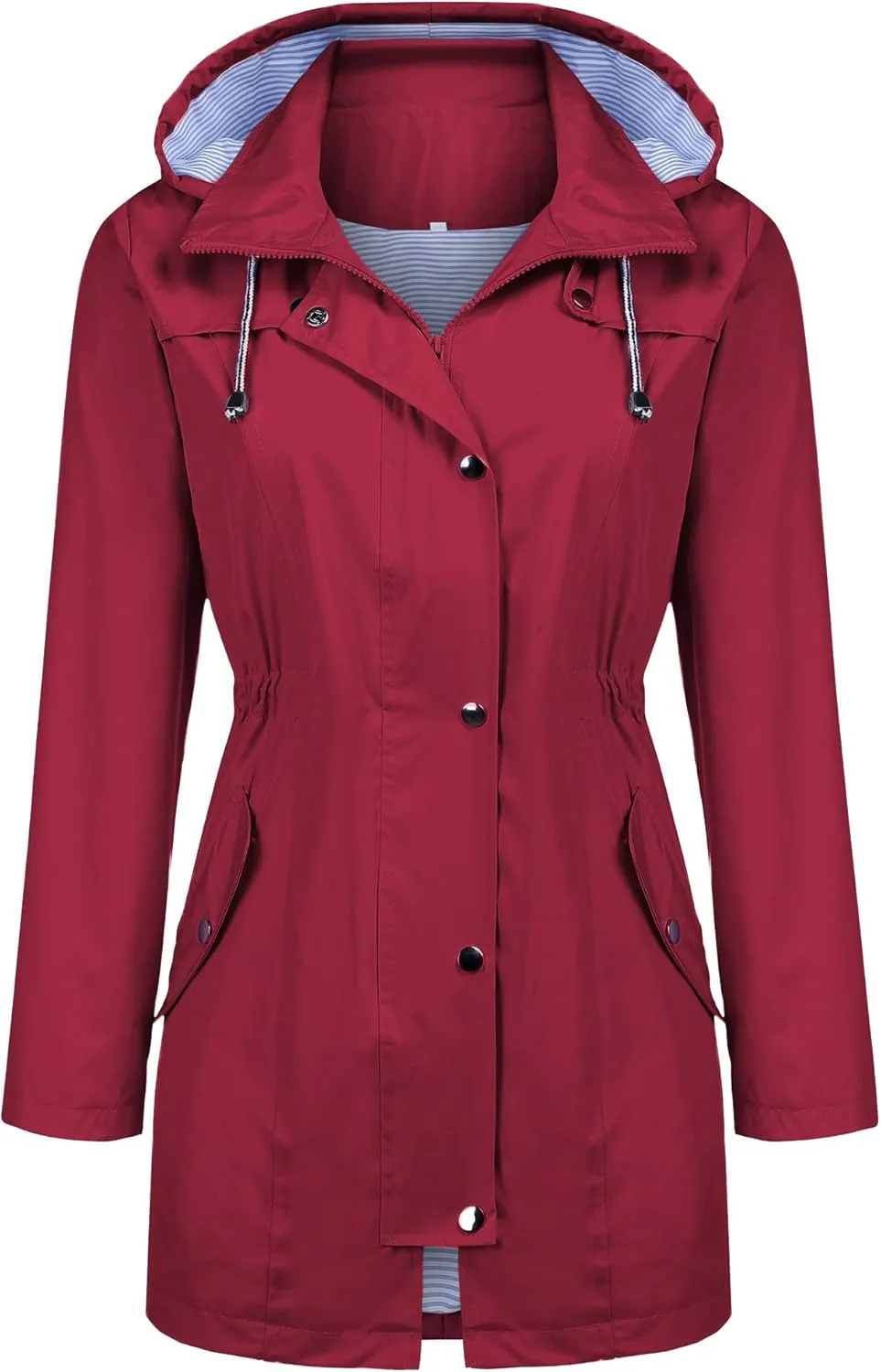 Women's Raincoats Windbreaker Rain Jacket Waterproof Lightweight Outdoor Hooded Trench Coats S-XXL